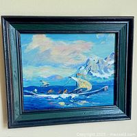 Full view of framed Henry Thomson seascape oil on board