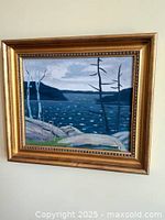 Full view of framed Fraser Thomson landscape painting