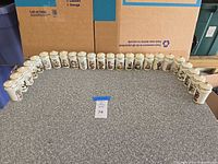 Full set of 24 lidded spice jars arranged in semicircle