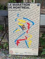 Full view of framed Le Marathon de Montréal 1986 poster