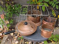 Group shot of all copper items together on table
