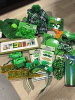 All items laid out showing variety of St. Patrick’s Day accessories and décor