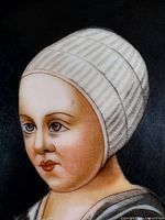 Close-up of child portrait detail on plate