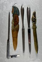 Group shot of all five letter openers side-by-side