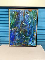 Front view of abstract painting in frame