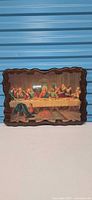 Front view of plaque showing full The Last Supper image and scalloped border