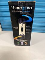 Front of retail box showing Therapure UV germicidal light air purifier model TPG100