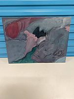 Front view of abstract painting showing composition and colors