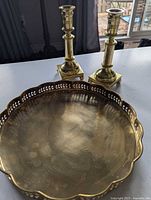 Tray and both candlesticks full view