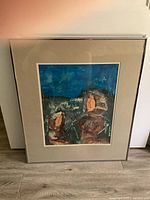 Full view of framed abstract mother and child print