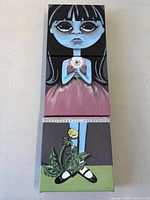 Full view of vertically stacked triptych painting