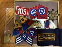 Group shot of assorted patches showing quantity and unit designs