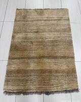 Full view of the Gabbeh Shiraz rug showing overall pattern and size