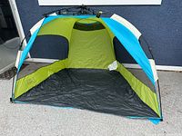 Beach shelter fully assembled front angle