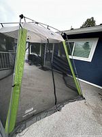 Front view of Coleman screen shelter fully erected on deck
