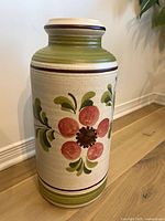 Front view of Bay Keramik floor vase showing floral decoration and banding