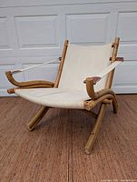 Front angled view of bamboo safari lounge chair folded open