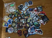 Overall view of pile of Star Wars vinyl stickers with plastic bag