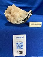 Front view of chalcedony crystal cluster