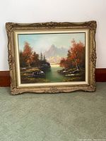 Full view of framed oil painting