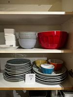 Shelved view of plates and bowls