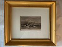 Front view of framed and matted 1836 engraving by David Cox