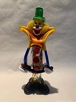 Front view of multicolored Italian glass clown figurine