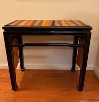Front view of black lacquer Ming style desk/entry table