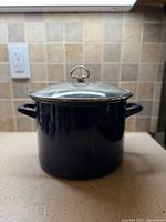 Blue enamel Chantal stockpot with stainless steel lid