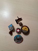 All seven pins laid out