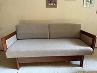 Front view of sofa showing overall design and dimensions