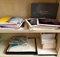 Shelved assortment of card and stationery sets