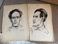 Both charcoal portraits side by side