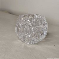Side view of crystal faceted candle holder