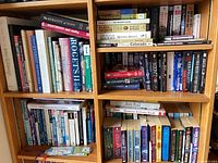 Bookshelves with numerous additional books of varied topics