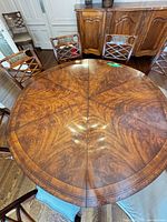 Top view of round wooden table surface