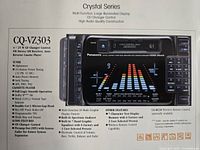 Brochure/manual page showing model CQ-VZ303 with feature list and display graphic