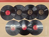 Seven shellac records front view