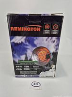 Front of Remington propane heater box showing product image and specifications