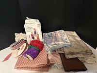 Overview of fabrics, ribbons, trims and sewing patterns