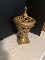 Vase with lid in place showing overall form