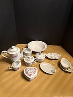 Group view of all ten porcelain items