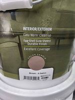 Front label of pail showing brand, usage details, color sample