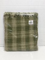 Throw blanket folded in original plastic packaging