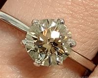 Close-up of diamond and prong setting on ring