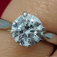 Front view of ring showing lab diamond and setting