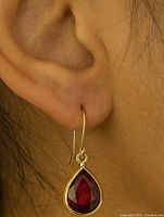 Earring worn on ear showing scale and design