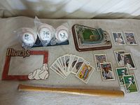 Group shot of all items laid out on cloth surface