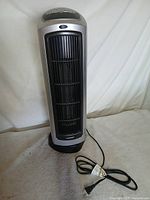 Full view of Lasko ceramic tower heater standing upright