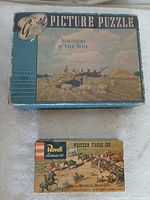 Boxed Soldiers of the Soil puzzle and Revell Western Figure Set box